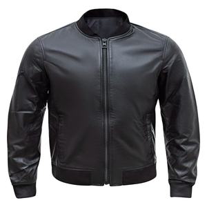 Veste en cuir hommes hiver col montant Style vintage imperméable réversible veste décontractée fermeture éclair latérale Standard International - Product Image 4
