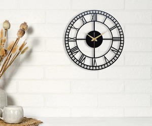 Sleek Black Metal Round Wall <b>Clock</b> Modern Statement Piece Durable And Stylish Perfect For Every Corner Of Your Home - Product Image 6