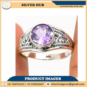 แหวนพลอยเงินสเตอร์ลิงทำด้วยมือสำหรับ925อัญมณีสไตล์โบฮีเมียนเครื่องประดับงานแต่งงานอเมทิสต์เครื่องประดับเงินขายส่ง - Product Image 6