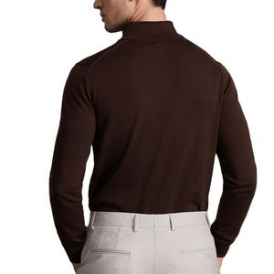 Custom <b>Men's</b> Half Zip Funnel <b>Neck</b> <b>Jumper</b> Solid Color <b>Polo</b> Knit Shirt Merino Wool and Cotton Pullover Plus Size Sweater - Product Image 2