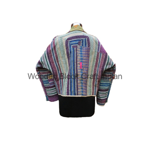 Hermoso Abrigo Acolchado Reversible de Invierno para Mujer, 100% Algodón, Hecho a Mano, Ligero, Estilo Patchwork Blanco, para Fiestas - Product Image 6
