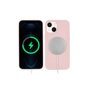 Étui en silicone sans fil Silksafe rose clair de qualité supérieure Netzy pour iPhone 13 13 Pro Max 14 Plus - Product Image 1