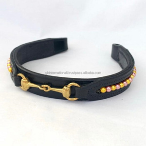 Cuentas multicolor de doble capa, diseño personalizado cosido completo, en ambos lados y latón, en Centro snafla, correa de cuero negro para cejas de caballo - Product Image 2