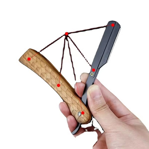 Nouveau professionnel en acier barbier palissandre Plaid en acier inoxydable rasoir pliant hommes manuel barbe rasage et soin - Product Image 4