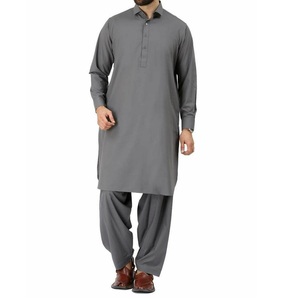 Shalwar Kameez Musulman Respirant pour Homme, Couleur Unie, Poches Latérales, Designs Modernes, Vente en Gros - Product Image 1