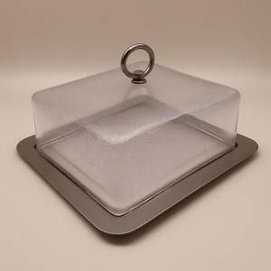 Vintage <b>Cake</b> <b>Dome</b> With Hammered Wooden Base And Smooth Transparent <b>Glass</b> Cover Artisan Handmade Offering Decorative Accent - Product Image 5