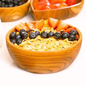 Tazones de Cereal de Madera de Teca Javanesa Clásica, Hechos a Mano, Tazón de Servir de Madera Natural - Product Image 5