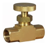 Válvula de aguja mini de latón C-Way de alta calidad de 1/4'' de 2 vías y 400 psi con maneta de rueda para medios acuáticos, aceptable para OEM