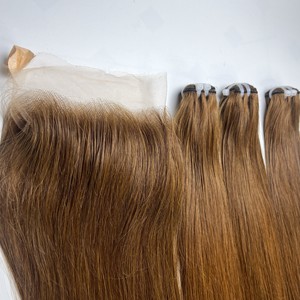 ผมต่อทำจากกระดูกมนุษย์สีส้มเข้มมัดผม100% ผมทรงตรงสองชั้นไม่พันกัน - Product Image 6