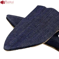 Artisan marocain Babouche pantoufles personnalisé bleu jean coton anti-dérapant poids léger en caoutchouc pour diapositives personnalisées pour les paires d'hiver