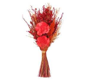 Jarrón Redondo con Flores de Floración Carmesí: Arreglo Floral Artificial Rojo Vibrante en un Moderno Jarrón Redondo de Vidrio - Product Image 5