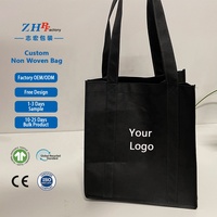 Sac fourre-tout promotionnel moyen en non-tissé noir mat avec impression sérigraphique personnalisée et fond rembourré