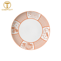 Assiette de Présentation Orange en Porcelaine Fine, Assiettes Blanches en Céramique à Motif Orange pour Location de Mariage