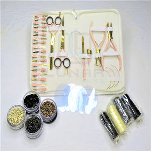 Kit d'outils d'extension de cheveux en rose bébé avec couleur Plasma or et autres accessoires, étiquette de marque personnalisée gratuite sur les outils et le Kit - Product Image 4
