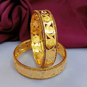 Brazaletes de cristal CZ indio chapado en oro grabado estilo Dubai brazaletes de Boda nupcial pulsera joyería de moda india para mujer - Product Image 3