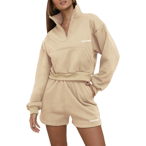 Custom Logo OEM <b>Women's</b> Casual 2-Piece Track <b>Suit</b> Custom Spring-Summer <b>Women</b> Clothing Street Loose <b>Short</b> Sets - Product Image 1