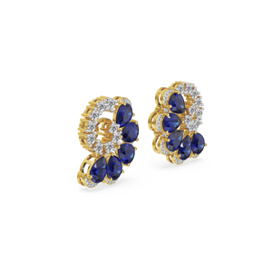 Luxury Blue Sapphire <b>Crystal</b> <b>Earrings</b> for Women Gold Plated Diamond Floral <b>Stud</b> <b>Earrings</b> Bridal Wedding Party Jewelry - Product Image 2