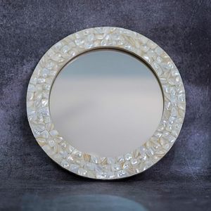 High Quality Modern <b>Round</b> Bone MOP Inlay Wall <b>Mirror</b> Frame Handmade Decorative <b>Mirror</b> Frame Wholesale Price - Product Image 3
