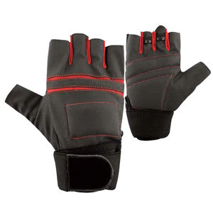 Venta al por mayor de guantes de cuero para levantamiento de pesas antideslizante agarre fuerte ligero transpirable medio dedo Cierre de Velcro Fitness personalizado - Product Image 2