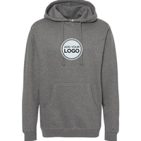 Sweat à capuche surdimensionné brodé en molleton ultra lourd 13,5 oz, style IND5000P, avec panneaux latéraux côtelés et coupe croisée, pour homme