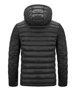 Veste matelassée d'hiver pour homme en coton de haute qualité, style varsity, devant droit, impression personnalisée, décontractée, à capuche, fermeture éclair, taille XL, sublimation - Product Image 5