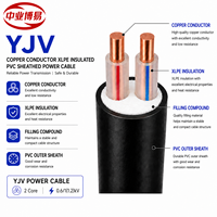 YJV 2-adriges 2,5mm² Kupfer-Stromkabel 0,6/1kV XLPE-isoliertes PVC-ummanteltes Kabel für Steckdosen und Stromverkabelung