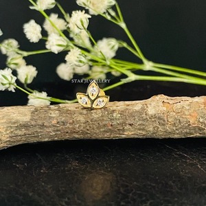 14k Rắn vàng tự nhiên Kim Cương sen đinh tán cho Thùy cao ốc xà cừ <span class=keywords><strong>tragus</strong></span> Helix <span class=keywords><strong>tragus</strong></span> sụn đồ trang sức mỹ. - Product Image 3