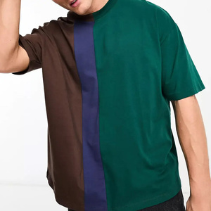 Camiseta de Hombre de Tres Tonos con Bloques de Color, Hombros Caídos, Logotipo Personalizado, Verano, Casual, Alta Calidad, Estilo Urbano, Venta al Por Mayor - Product Image 3