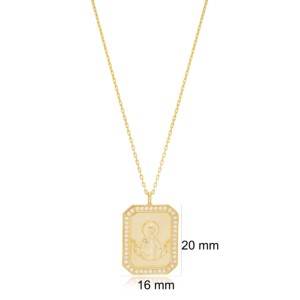 Collar con Colgante de Piedra de Zirconia con Diseño de Jesús y Medallón de Forma Geométrica, Joyería de Plata de Ley 925 para Compromiso, Boda, Fiesta - Product Image 3