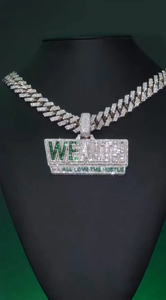 Tùy Chỉnh Iced out Hip Hop Moissanite Mặt Dây Chuyền Cho Unisex Đồ Trang Sức Thời Trang Màu Xanh Lá Cây <span class=keywords><strong>Baguette</strong></span> Moissanite Tên Vòng Cổ Mặt Dây Chuyền - Product Image 4