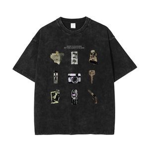 เสื้อยืดผู้ชายผ้าฝ้าย100% โอเวอร์ไซส์สไตล์วินเทจซักได้250กรัมพิมพ์ลายไหล่เฮฟวี่เวทลำลอง - Product Image 1