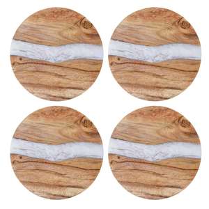 Elegant Four-Pack Wood Resin <b>Coasters</b> Durable <b>Heat</b>-Resistant Square Design for Kitchen Decor Coffee Tables Dining Mats Pads - Product Image 3