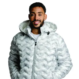 Men's Winter Hooded Puffer Jacket Thick Polyester Filling Windproof Zipper Closure Casual Style Solid <b>Colour</b> - Product Image 4