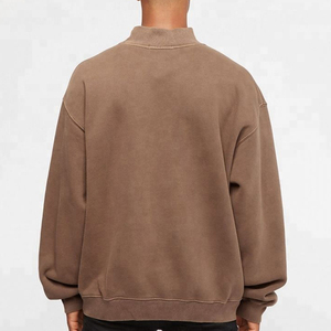 Nueva sudadera de lana en blanco de lujo con diseño de peso pesado, Sudadera de cuello redondo, logotipo personalizado, sudadera de gran tamaño con hombros caídos - Product Image 3