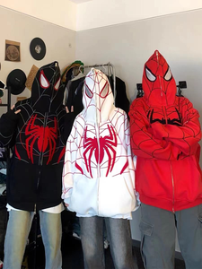 Sweat-shirt à capuche zippé intégral personnalisé pour homme, en molleton de coton oversize, avec impression en relief, anti-boulochage, respirant, orné de strass, grandes tailles - Product Image 5