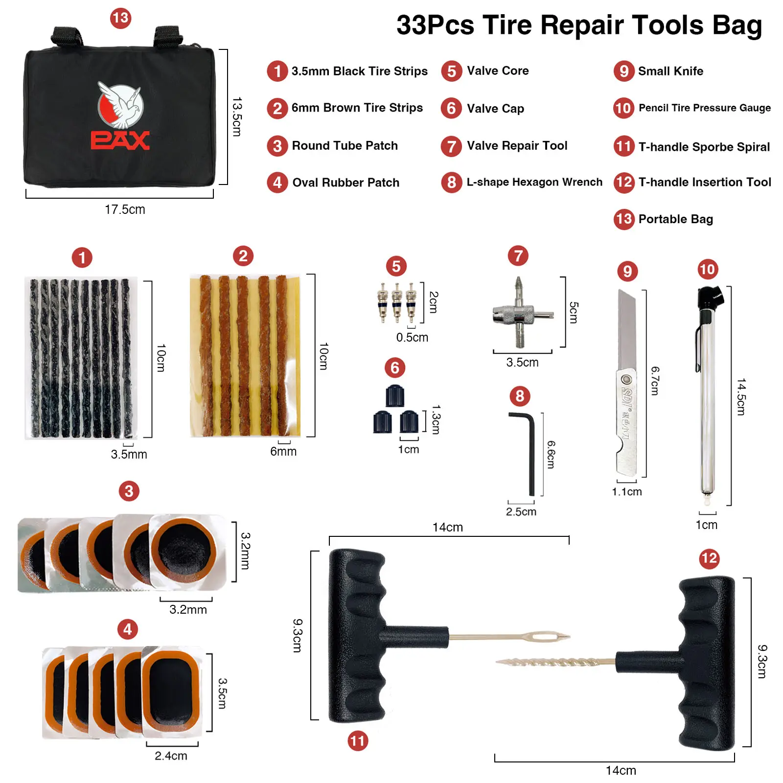 P6209 - 33pcs Portable Bicycle Tire Repair Tools Kit Bag Bike Repair Tools Kit