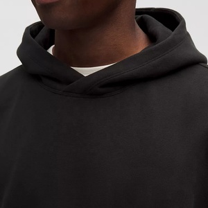 Sweat à capuche unisexe surdimensionné de haute qualité avec logo personnalisé brodé, couleur unie noire, pour homme, en tissu épais, idéal pour l'automne - Product Image 5