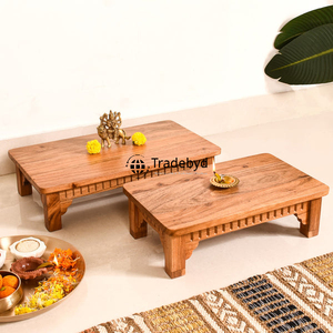 Tradebyd artístico de madera Chowki hecho a mano Puja soporte perfecto para Mandir y festividades - Product Image 1