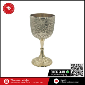 Handcrafted Silver Finish Brass Chalice | Ornate Engraved <b>Goblet</b> Cup | Premium Decorative Serveware for Table Setup Luxury - Product Image 6