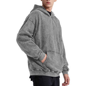 Men's Vintage Pullover Hoodies 100% Cotton Stonewashed Acid Washed Fleece Embroidered Men Winter Hoodies - Product Image 3