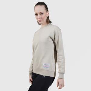 Sweat-shirt en soie biologique Argo, style streetwear, avec badge brodé, capuche et impression en relief, taille unique, couleur beige clair, idéal pour l'hiver - Product Image 3