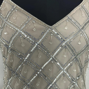 Juliette <b>Sequin</b> and Beaded Fringe Strap Adjustable Hot and Sexy <b>Tops</b> Dress - Product Image 1