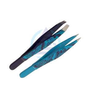 Ensemble de pinces à épiler de beauté, pinces à épiler à pointe inclinée et pointue, fabriquées en acier inoxydable, lot de 2 instruments de beauté - Product Image 1