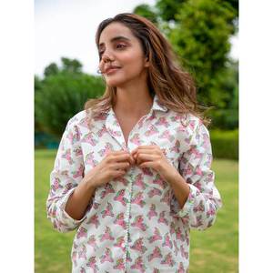 Ensemble de pyjama en coton doux à imprimé animal licorne avec col à nœud - Product Image 2