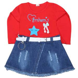 ชุดเดรสแขนยาวสำหรับเด็กผู้หญิง - สีแดง - Product Image 3