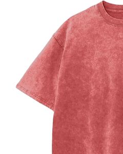 Unisex Oversized Washed <b>Red</b> Cotton <b>T</b> <b>Shirt</b> Vintage Acid Wash Drop Shoulder Streetwear Casual Summer Unisex Tee Topwear Loose Fit - Product Image 3