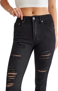 Nouvelle Collection 2025 – Jean Droit Femme Grande Taille Délavé, Ultra Extensible et Respirant, Style Streetwear Hip Hop (OEM) - Product Image 6