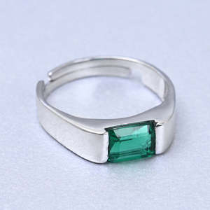 NOVAMART Fine Real 925 Sterling Silver <b>Emerald</b> Cut & Radiant Cluster <b>Ring</b> in Rhodium Plated Platinum 10K Gold Wholesale Export - Product Image 3