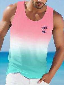 Moda verano hombres chaleco Tops Hawaiano 3D Coco árbol estampado hombres chaleco sin mangas playa fiesta estilo hombres chaleco sin mangas - Product Image 4