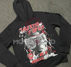 Custom 380GSM Basics Fleece Heavy Weight Sudadera con capucha de gran tamaño Vintage Boxy Fit Acid Wash Unisex Mock Neck Sudadera - Product Image 2